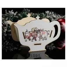 Чайный домик "Чайник символ года 2021. Бык с коровкой", 18×13×9 см
