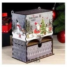 Чайный домик "Дед мороз и снеговик" 20х15х7 см