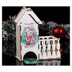 Чайный домик "Дом с балконом символ года 2021. коровка и санта", 17,8×9,4×20,5 см
