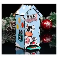 Чайный домик "Символ года 2021. коровка, мечты сбудутся", 10×10×18.5 см, с картинкой