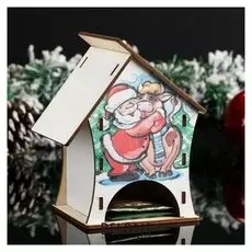 Чайный домик "Танцующий символ года 2021. коровка и санта", 10×10×13,8 см