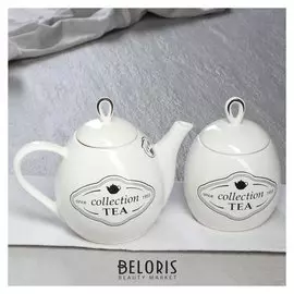 Чайный набор "Петелька" заварник 0,8 л, сахарница 0,5 л, белый