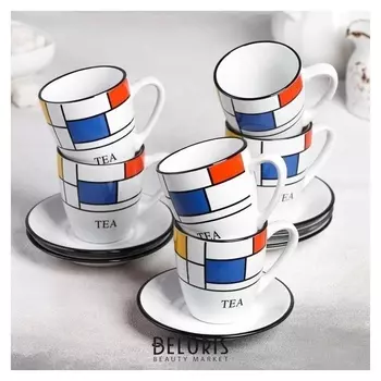Чайный сервиз «Мозаика», 12 предметов: чашка 6 шт. 190 мл, блюдце 6 шт.