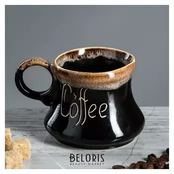Чашка кофейная "Кофе", цвет тёмно-коричневый, 0.2 л