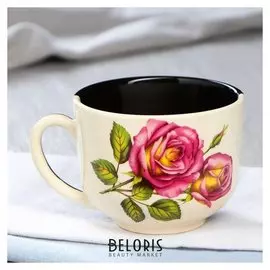 Чашка "Роза", бело-чёрная, 0,5 л