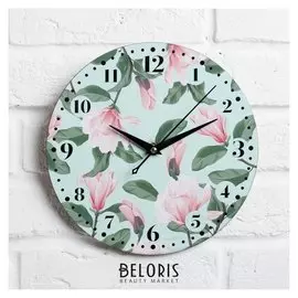 Часы дерево настенные "Цветы"