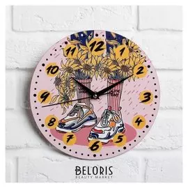 Часы дерево настенные "Подсолнухи"