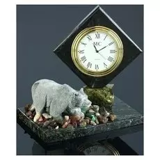 Часы "Медведь", змеевик, мрамолит