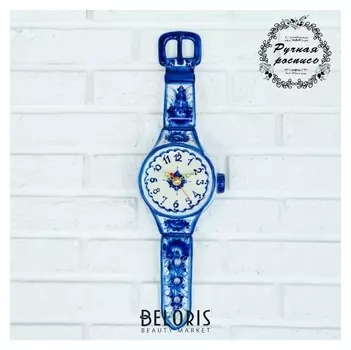 Часы настенные "Наручные", гжель, фарфор, 47х14 см