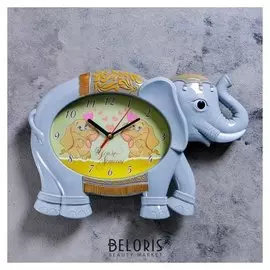 Часы настенные, серия: детские, "Серый слоник", 36х24 см