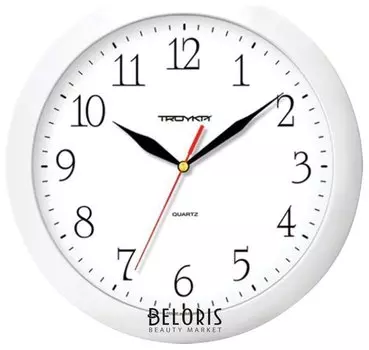Часы настенные TROYKA 11110113, круг, белые, белая рамка, 29х29х3,5 см