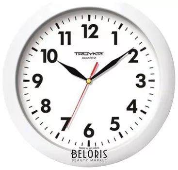 Часы настенные TROYKA 11110118, круг, белые, белая рамка, 29х29х3,5 см