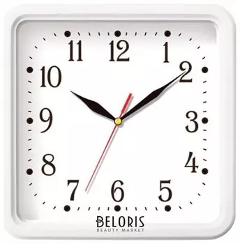 Часы настенные TROYKA, квадрат, белые, белая рамка, 26х26х3,5 см