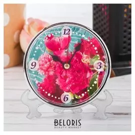 Часы настольные "Пионы"