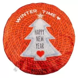 Чехол для пуфика этель "Новгодняя вязка", D=60 см, рогожка, 100% п/э