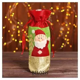 Чехол на бутылку «Дед мороз с ёлочкой», на завязках