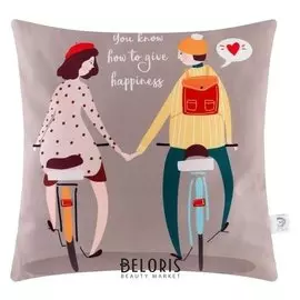 Чехол на подушку этель "Give Happiness" 40х40 см, 100% п/э, велюр