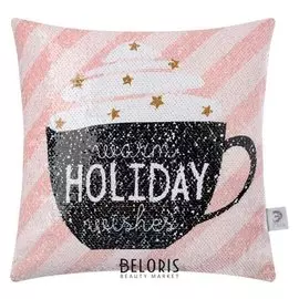 Чехол на подушку с пайетками этель "Holiday" 40х40 см, 100% п/э