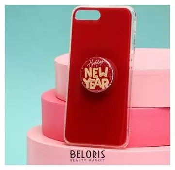 Чехол с попсокетом для Iphone 7, 8 Plus «С новым годом», 7,7 × 15,8 см