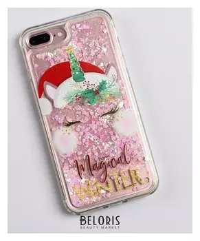 Чехол - шейкер для телефона Iphone 7,8 Plus «Новогодний единорог», 7,7 х 15,8 см