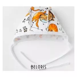 Чепчик детский, цвет белый/кошки, рост 62 см