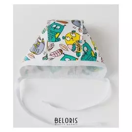 Чепчик для девочки, цвет белый/совы, рост 62 см