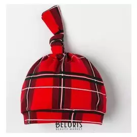 Чепчик (Шапочка) крошка Я "Клетка", красный, р.40