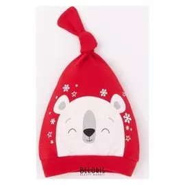 Чепчик (Шапочка) крошка Я "Новогодний медвежонок", красный, р.48