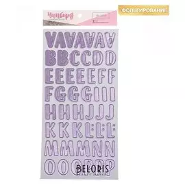 Чипборд‒алфавит на клеевой основе с фольгированием «Цветочная галерея», 14 × 27.5 см