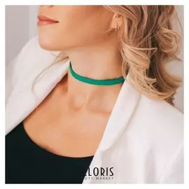 Чокер "Амели" с блёстками, цвет зелёный в серебре