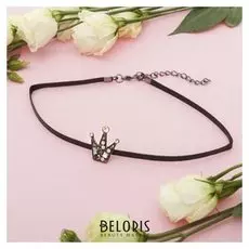 Чокер "Принцесса" корона, цветной в серебре