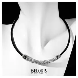 Чокер "Вечеринка" на бархатном тросе, цвет серебристый