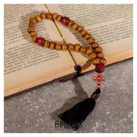 Чётки деревянные "Православные" 30 бусин с крестиком, цвет красно-коричневый