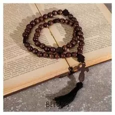 Чётки деревянные "Православные" 50 бусин через крестик, цвет тёмно-коричневый