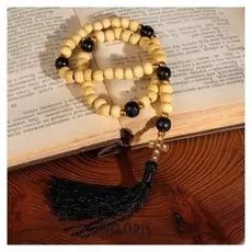 Чётки деревянные "Православные" 54 бусины с крестиком, цвет бежево-чёрный