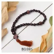 Чётки деревянные "Православные" с крестиком, кисть, 33 бусины, цвет коричневый