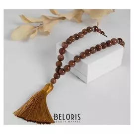 Чётки шар №12 "Авантюрин коричневый" 33 бусины с перемычками