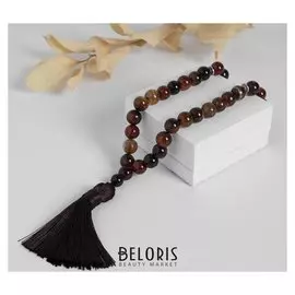 Чётки шар №12 "Сардоникс" 33 бусины с перемычками