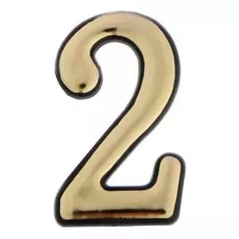Цифра дверная "2" Tundra, пластиковая, цвет золото, 1 шт.
