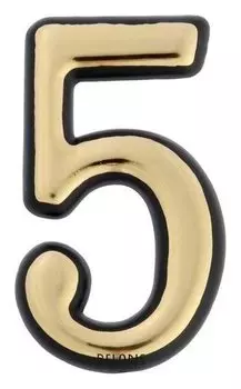 Цифра дверная "5" Tundra, пластиковая, цвет золото, 1 шт.