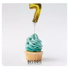 Цифра-топпер 3" «7» с палочкой, самодув, индивидуальная упаковка, цвет золотой