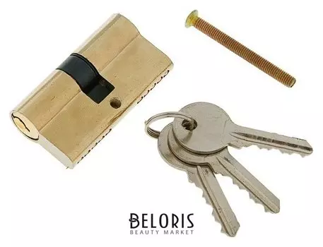 Цилиндровый механизм, 60 мм, английский ключ, 3 ключа, золото