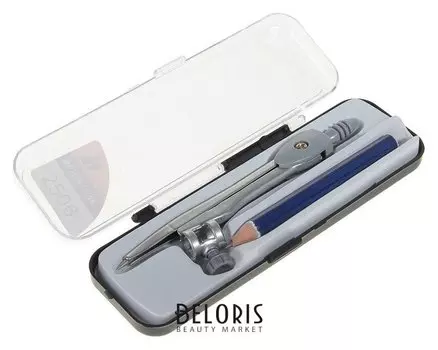 Циркуль металлический с карандашом, в пластиковом пенале (Козья ножка)