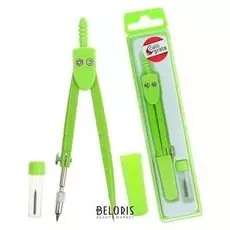 Циркуль металлический с колпачком, в пластиковом пенале, с запасными грифелями