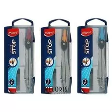 Циркуль пластиковый, Maped Study Stop, с грифелем в комплекте, короб с подвесом