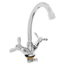 Cмеситель для кухни Accoona A4079, двухвентильный, с гайкой, латунь, хром