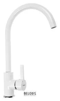 Cмеситель для кухни Accoona A4594g, однорычажный, высокий излив, латунь, белый