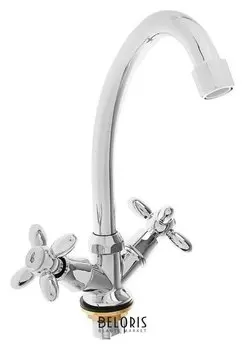 Cмеситель для кухни Accoona A4678, двухвентильный, с гайкой, силумин, хром