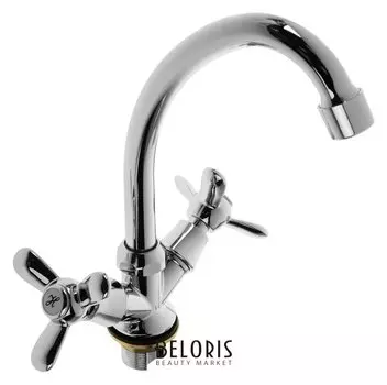 Cмеситель для кухни Accoona A4679, двухвентильный, с гайкой, силумин, хром