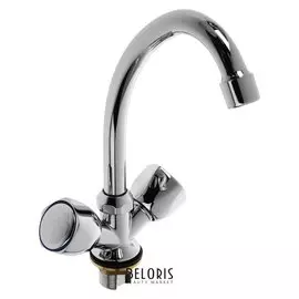 Cмеситель для кухни Accoona A4680, двухвентильный, с гайкой, силумин, хром